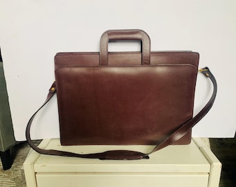 Vintage Briefcase Brown Leather Retro Attaché Case Vintage Messenger Bag