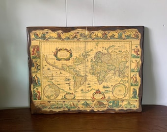 William Blaeu Gold Foil Reproduction of His 1605 Map of the World