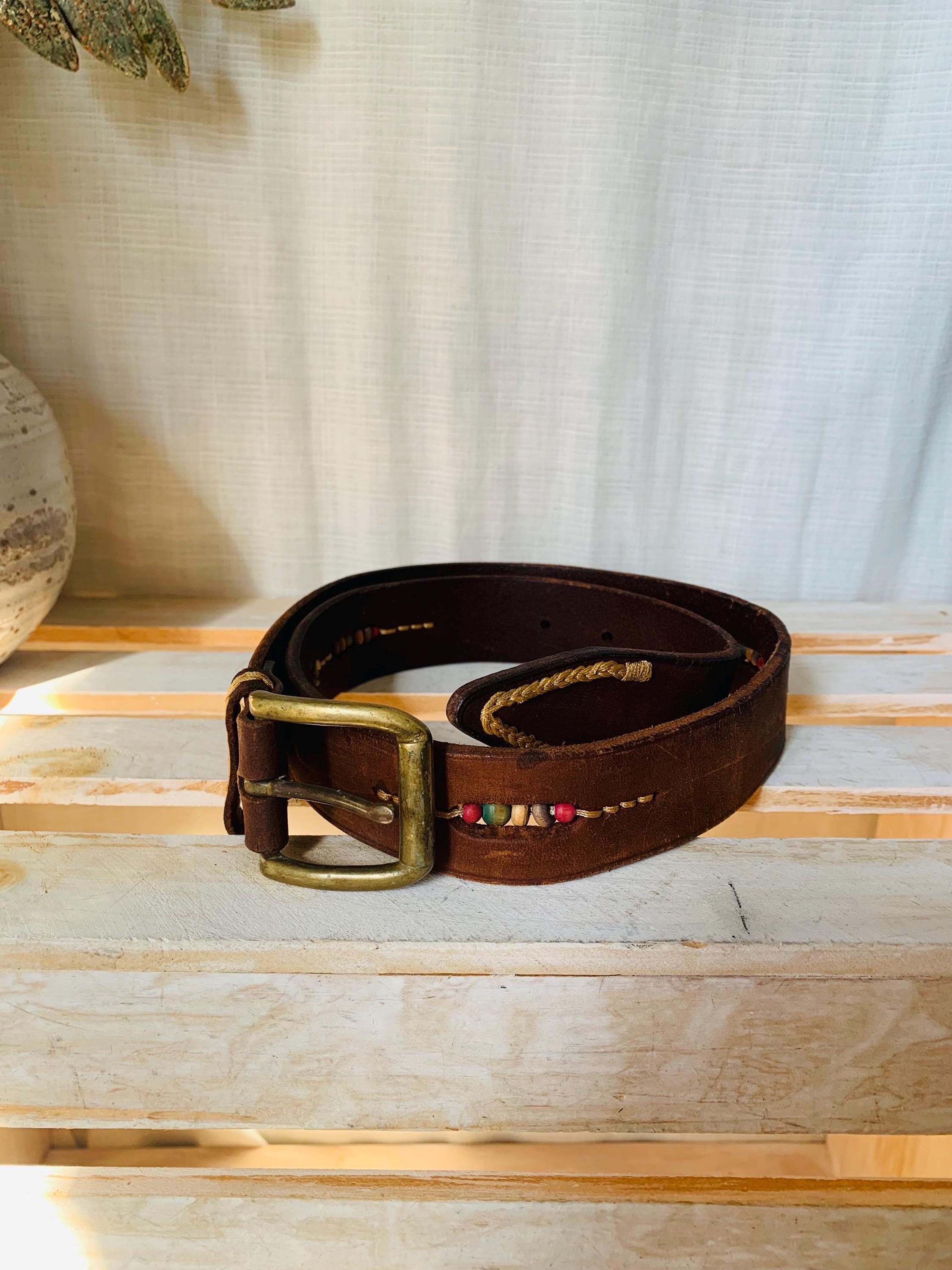 Vintage GAP Beaded Leather Belt: Boho Southwestern Style  display picture 2