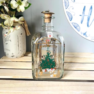 Vintage Holmegaard Christmas Advent Bottle Denmark Liquor Glass Bottle 1991 Michael Bang Juleflaske