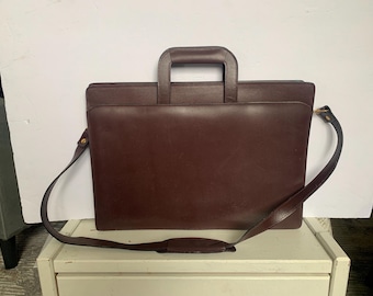 Vintage Briefcase Brown Leather Retro Attaché Case Vintage Messenger Bag