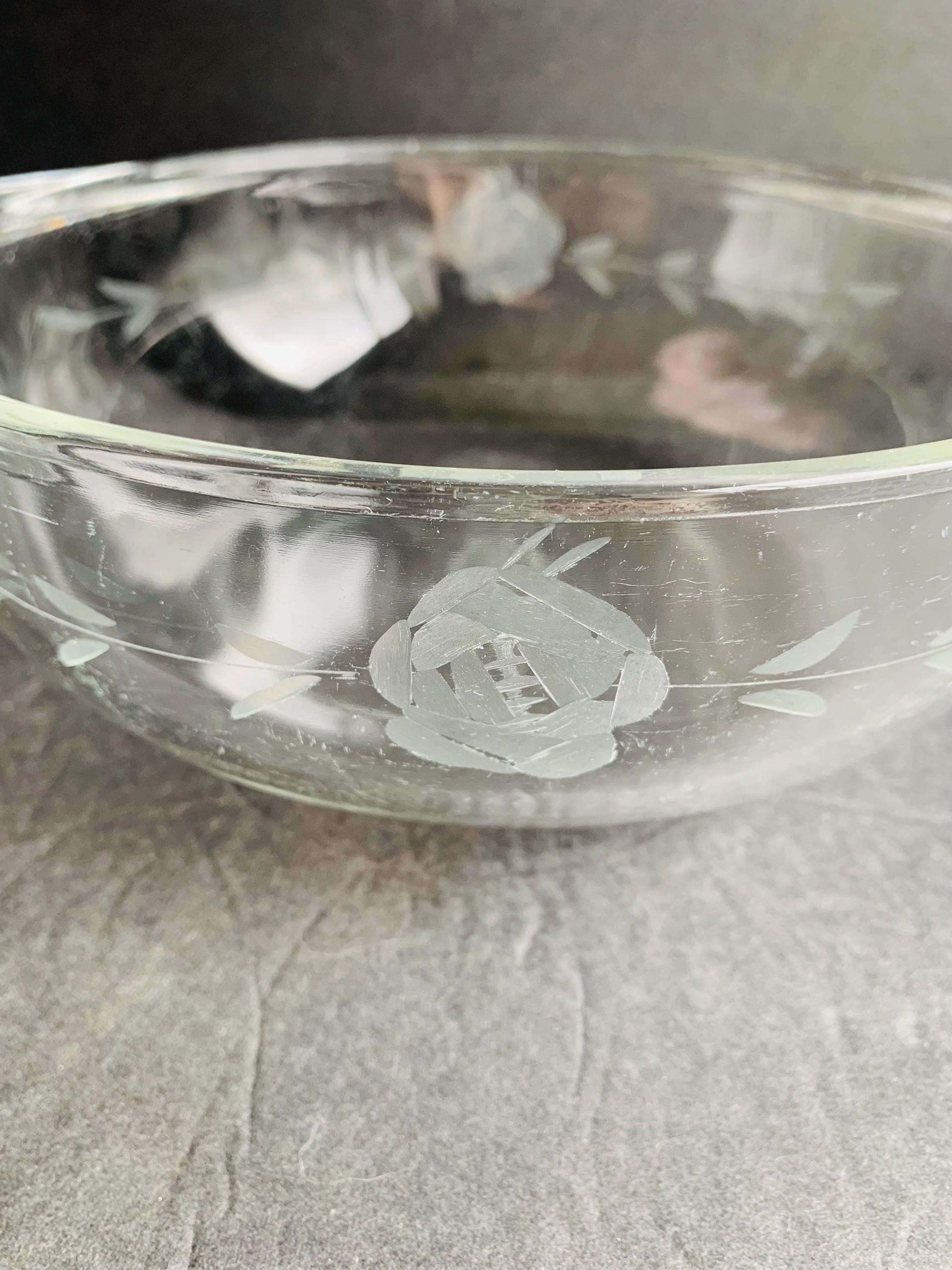 Vintage Pyrex 023 C-3 Clear Glass Etched Roses 1 1/2 Quarts Casserole ...
