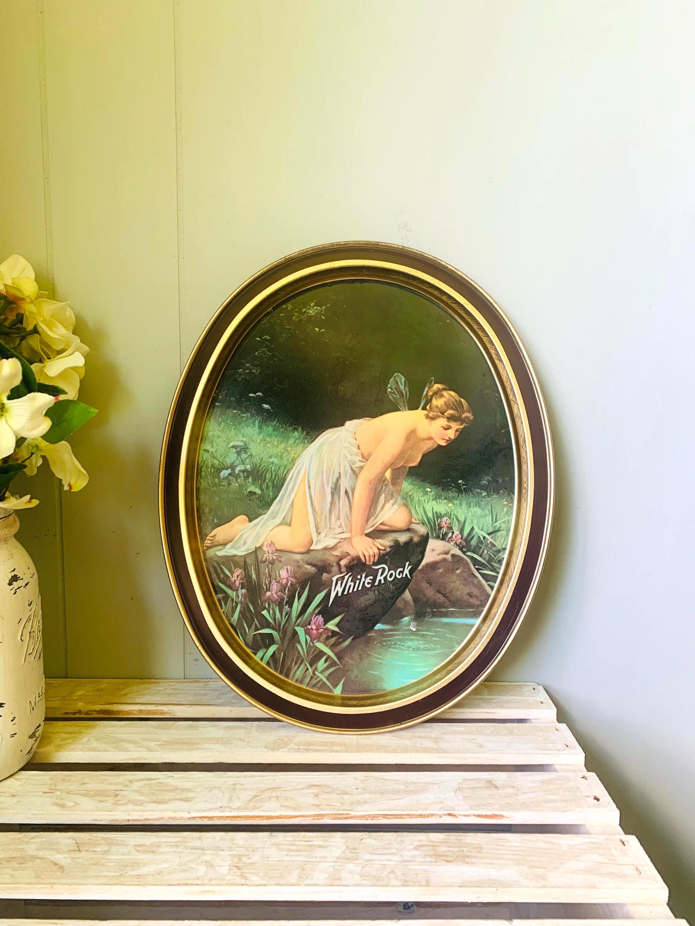 Vintage White Rock Beverages Tin Tray: Nymph Fairy Advertising