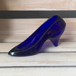 Oneida Crystal Slipper Cobalt Blue Glass High Heel Mothers Day Gift