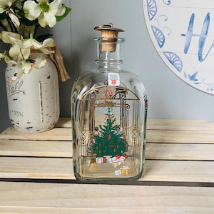 Vintage Holmegaard Christmas Advent Bottle Danemark Liquor Glass Bottle 1991 Michael Bang Juleflaske