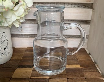Vintage Tumble Up Bedside Water Carafe Clear Glass Guest Room Decor