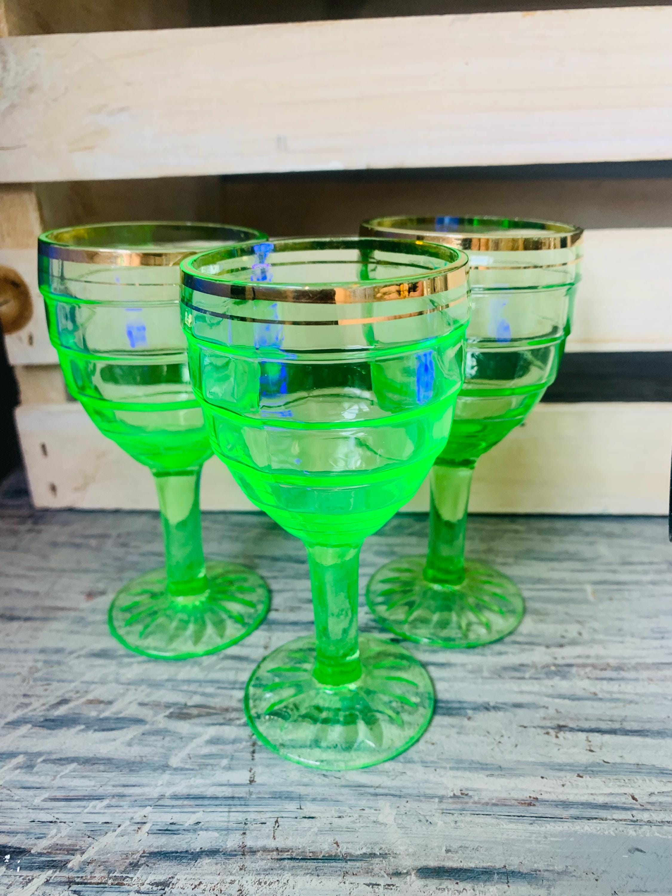 メロン柄氷コップウランガラスグラスヴァセリンディプレッションペア