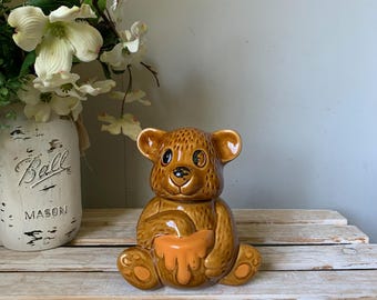 Vintage Ceramic Honey Bear Syrup Pot 5" Whimsical Kitchen Decor