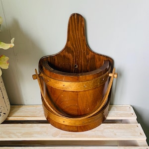 Rustikaler Holz Halb Barrell Pflanzkorb Mit Griff Wandbehang Kolonialstil Indoor / Outdoor Planter