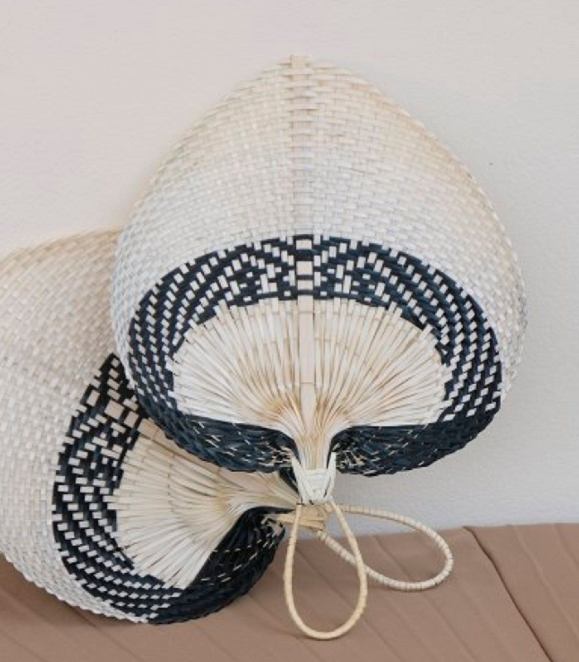 Palm Leaf Hand Fan B&W Handmade Palm Leaf Fan Perfect for Etsy