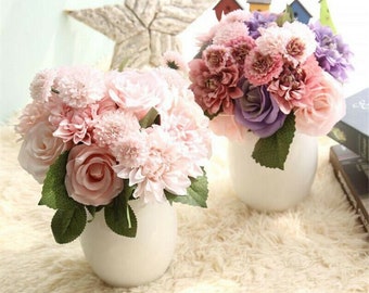 UK/_ 1 BOUQUET 72 HEADS ARTIFICIAL FAUX SILK FLOWERS HOME WEDDING PARTY DECOR SMA