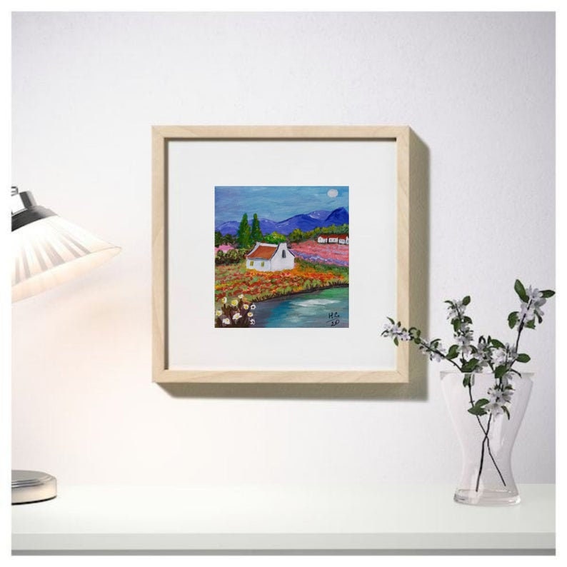 Tuscany landscape painting Original art Italian Province art Small artwork 3.5by4 inches
