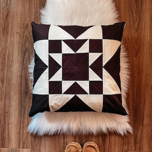 Pillow Cover Pattern PDF for Cowgirl Gift, Western Star Quilted Cushion