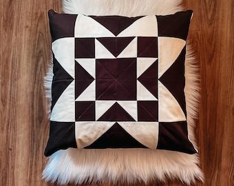 Sawtooth Star Pillow Quilt Pattern PDF, Quilted Pillow Cover Sewing Pattern PDF, Star Patchwork Pillow, Intermediate Pillow Tutorial