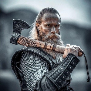 RAGNAR AXE - Best Gift for Dad | Authentic Rare Viking Axe - Collectible Gift for him with leather sheath - Father's Day Sale