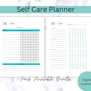 Self Care Checklist- Mindfulness Planner, Exercise Planner, Water Intake, Meal Planner- Printable gift