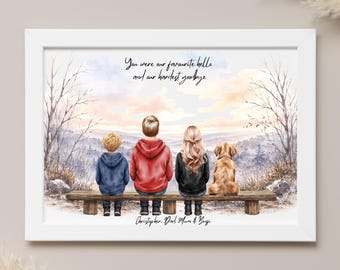 dog memorial gift for loss of dog, pet memorial gift, family print, custom pet portrait, dog loss gift, family portrait, dog memorial