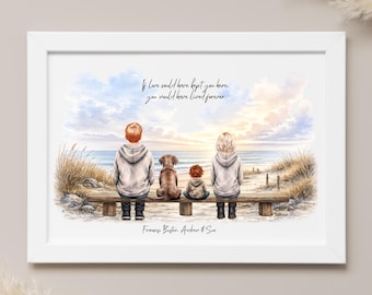 dog memorial gift for loss of dog, pet memorial gift, family print, custom pet portrait, dog loss gift, family portrait, dog memorial