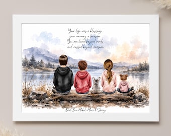 dog memorial gift for loss of dog, pet memorial gift, family print, custom pet portrait, dog loss gift, family portrait, dog memorial