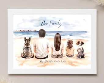 Mothers day gifts, gift for mum, mum gift, family print, dog mum mothers day, personalised gift for mother, dog lover gift, grandmother gift
