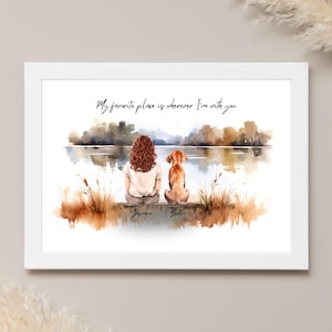Owner and pet print, dog gifts for owners, dog print, Personalised print, girl and dog print, dog gifts for girl, for friend, dog mum gift