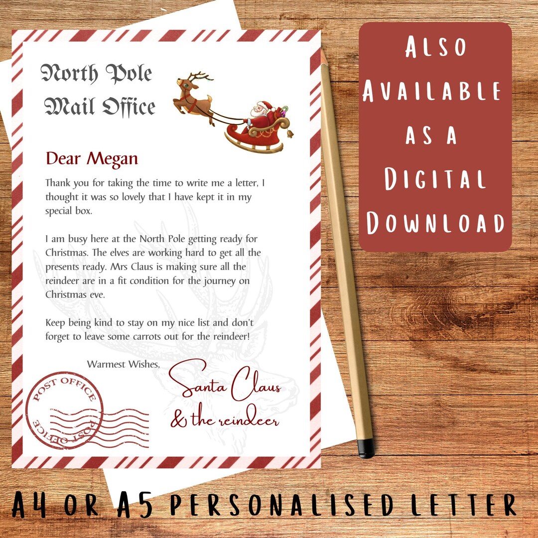 Letter From Santa Printable Personalised Santa Letter - Etsy UK