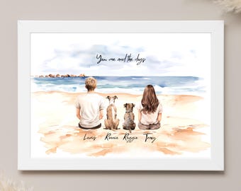 Couple and dog print, dog gifts valentine, dog gifts for owners, dog gifts for women, for men, gift for dog lovers, dog mum gift, dog dad