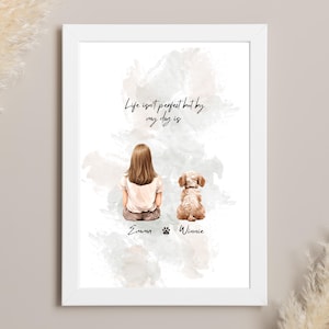 owner and pet print, dog gifts for owners, gifts for dog lovers, for women, dog best friend, girl and dog print, personalised pet gift