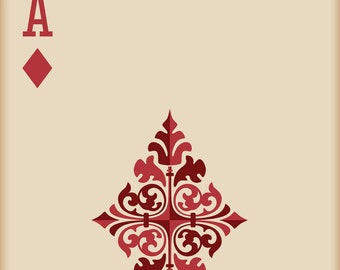 Playing Card Wall Art, Playing Card Print, Man Cave Decor, "Ace of Diamonds"