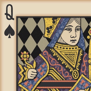 Art mural de cartes à jouer, impression de cartes à jouer, déco homme des cavernes, « reine de pique »
