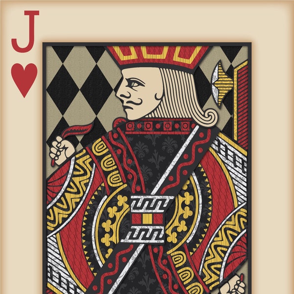 Playing Card Wall Art, Playing Card Print, Man Cave Decor, "Jack of Hearts"