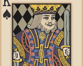 Playing Card Wall Art, Playing Card Print, Man Cave Decor, "King of Spades"