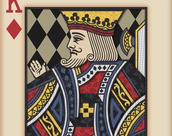 Playing Card Wall Art, Playing Card Print, Man Cave Decor, "King of Diamonds"