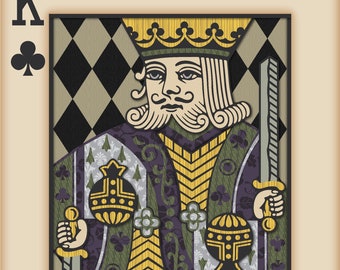 Playing Card Wall Art, Playing Card Print, Man Cave Decor, "King of Clubs"