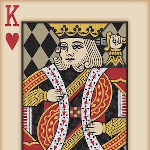 Playing Card Wall Art, Playing Card Print, Man Cave Decor, &quot;King of Hearts&quot;