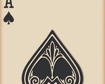 Playing Card Wall Art, Playing Card Print, Man Cave Decor, "Ace of Spades"