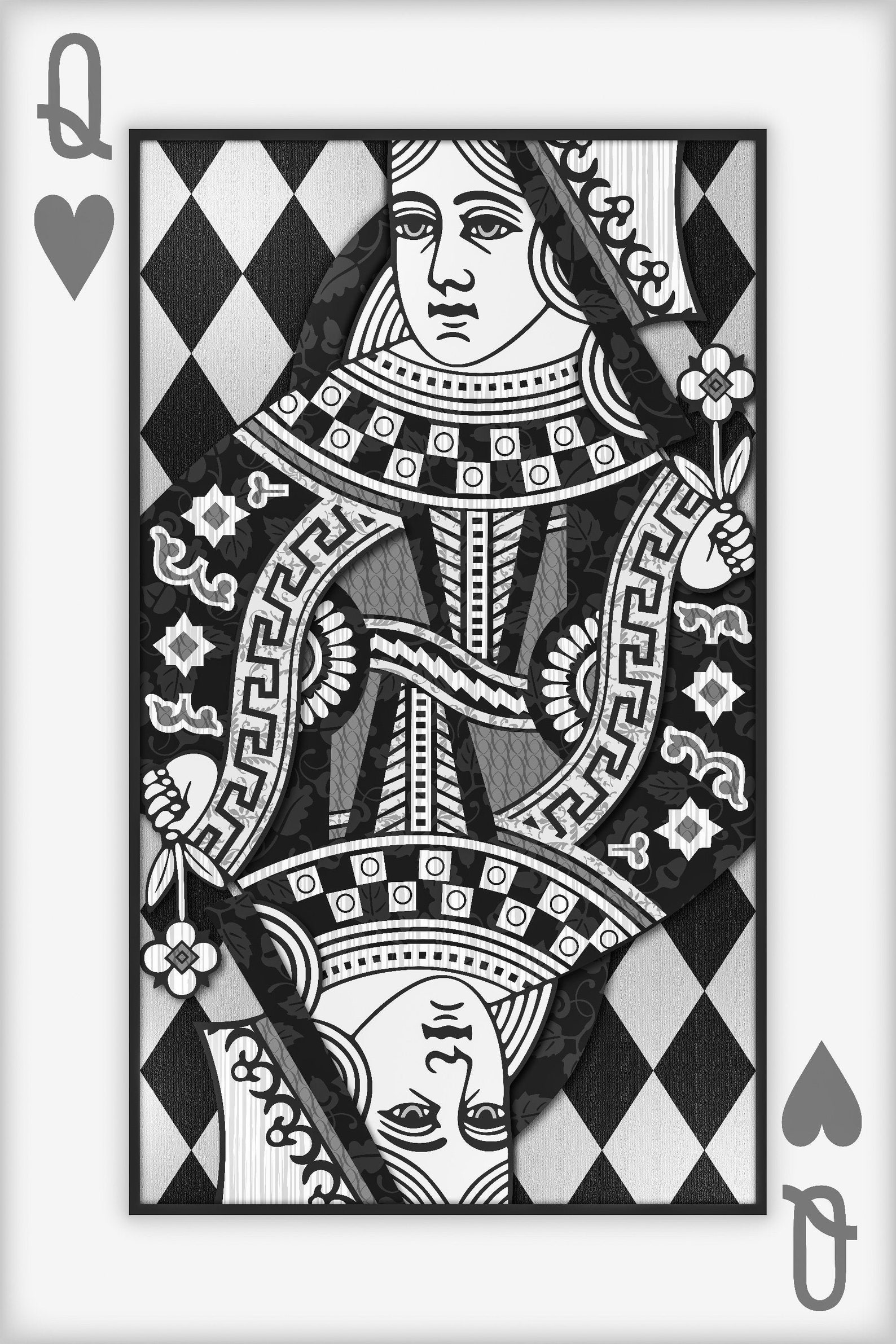 Playing Card Wall Art, Playing Card Print, Man Cave Decor, queen of Hearts Etsy