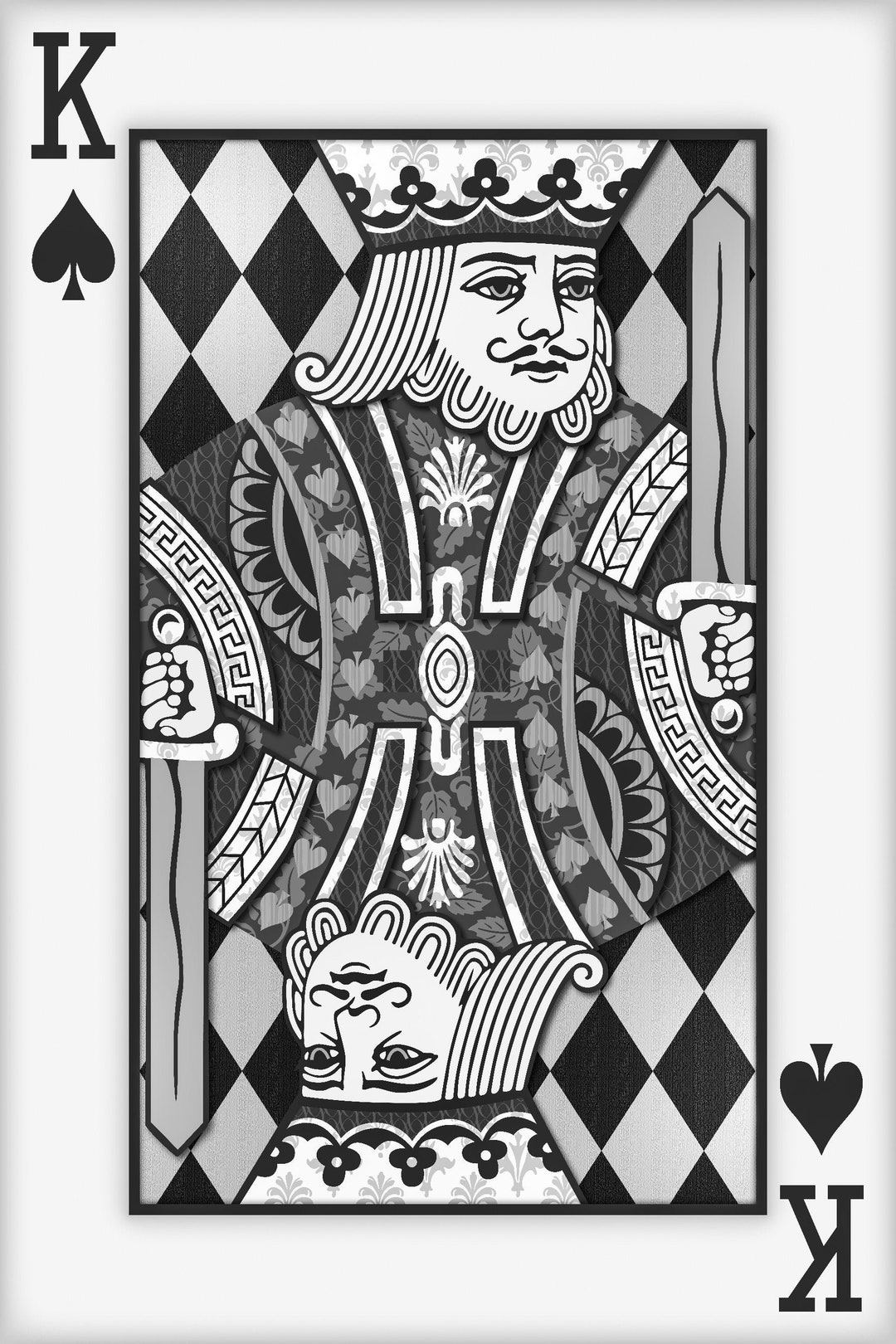 Playing Card Wall Art, Playing Card Print, Man Cave Decor, king of Spades Etsy