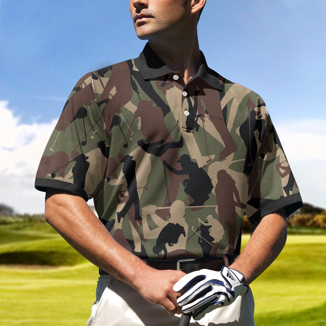 Golf Camouflage Seamless Pattern Polo Shirt Etsy
