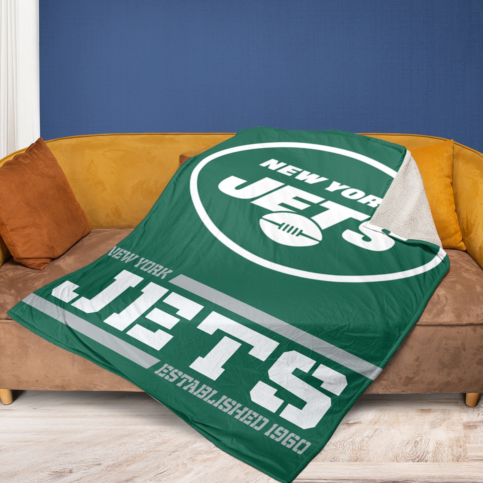 NFL New York Jets Throw Sherpa Fleece Blanket Etsy