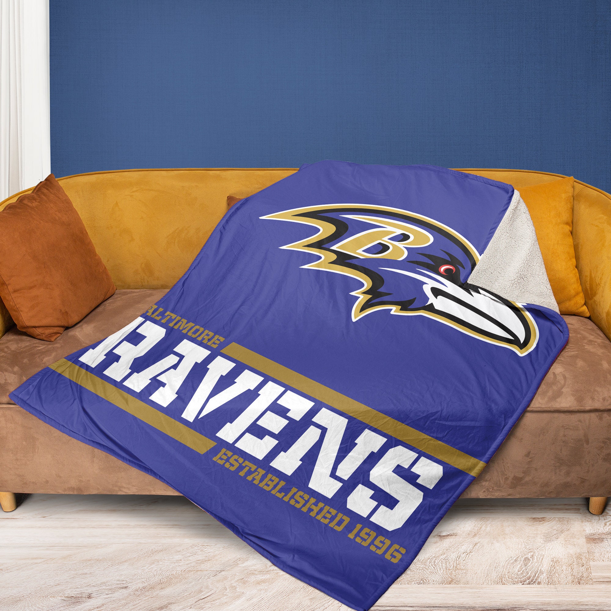 NFL Baltimore Ravens Throw Sherpa Fleece Blanket Etsy