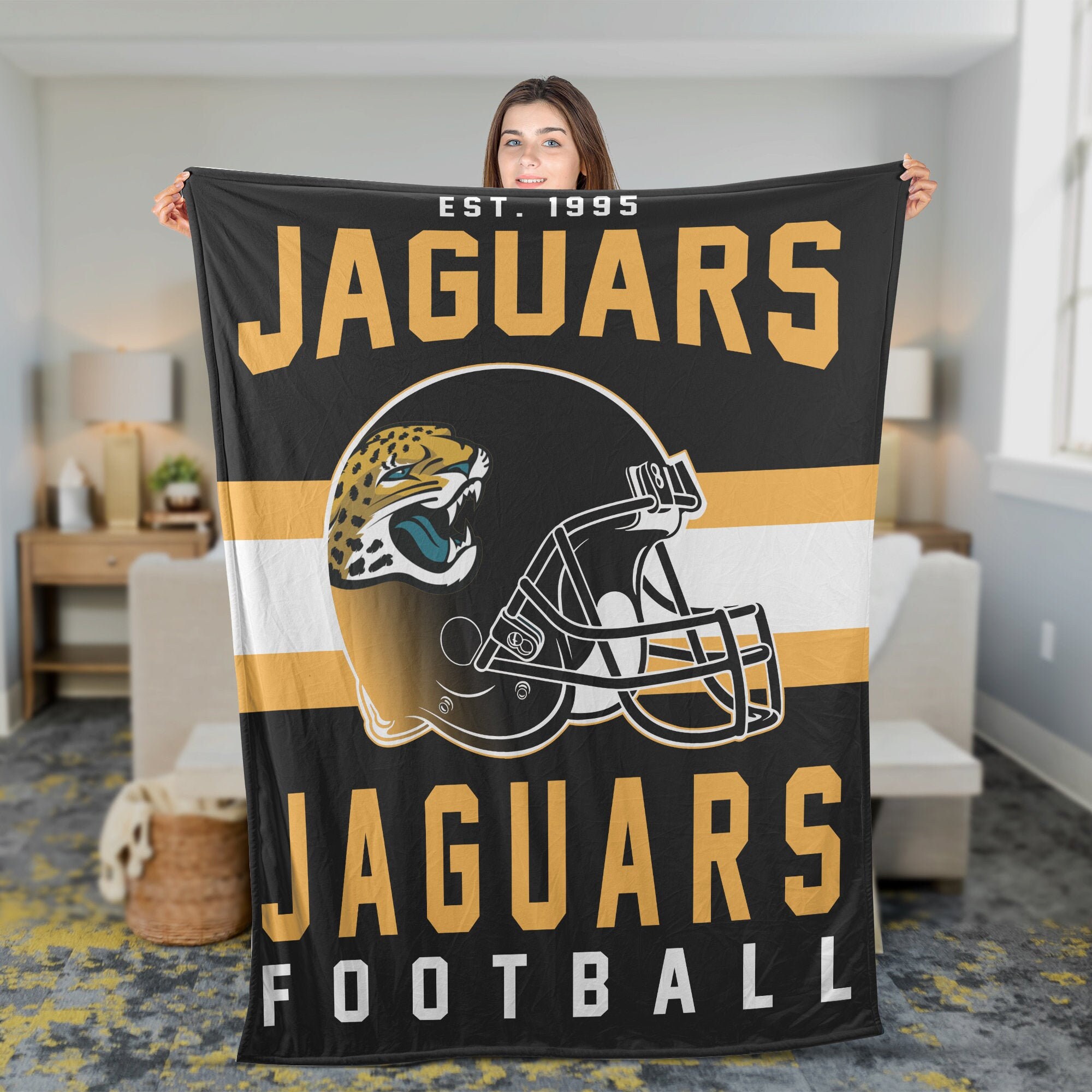 NFL Jacksonville Jaguars Throw Sherpa Fleece Blanket Etsy