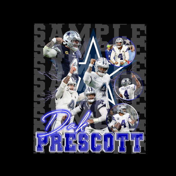 Dak Prescott 90s style PNG file for DTF and SUBLIMATION