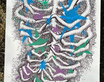 In My Core-lithografie + zeefdruk