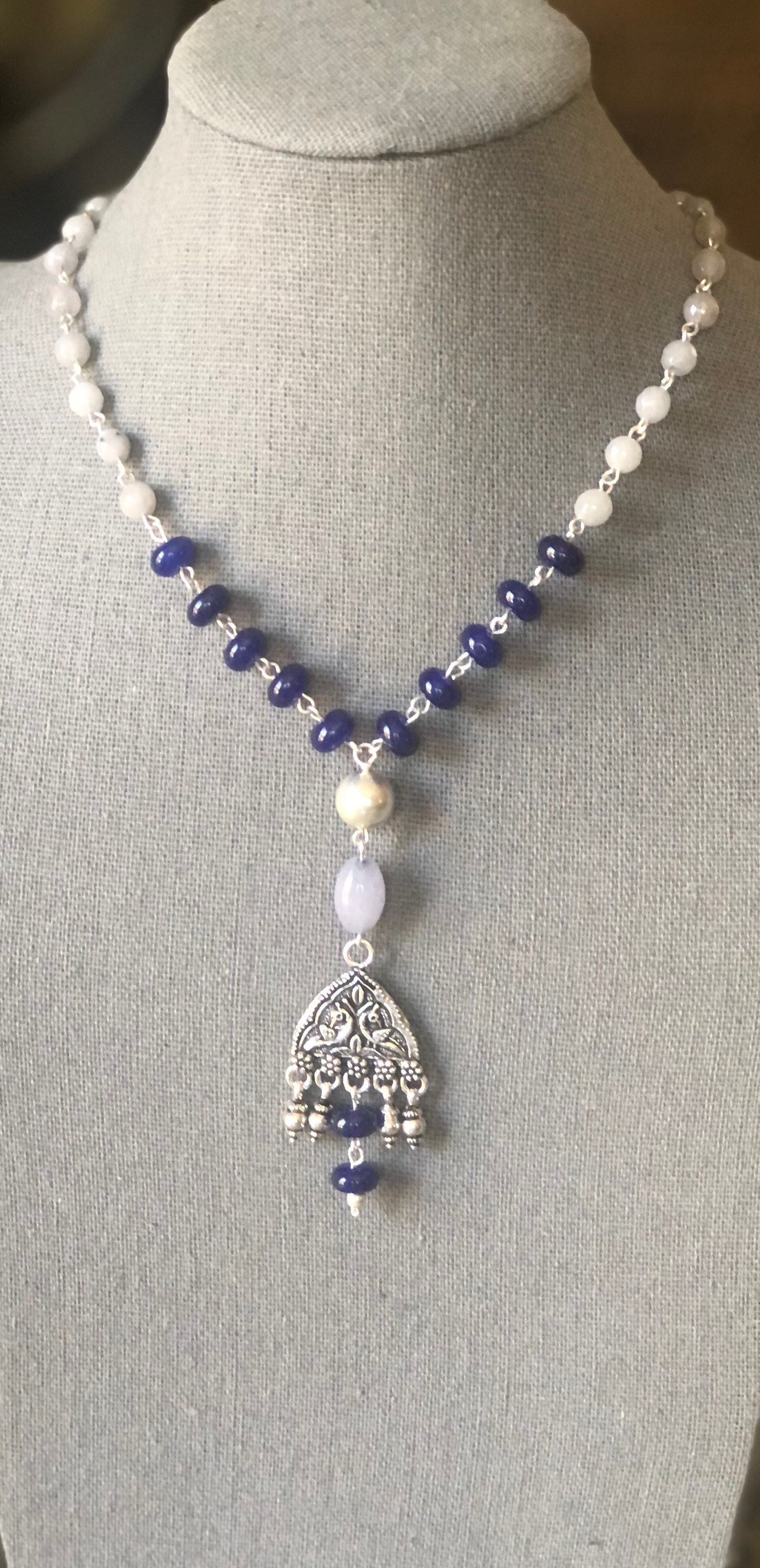 925 Sterling silver gemstone necklace Etsy