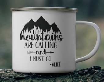 Mountains Mug, The Mountains Are Calling, Camping Mug, Coffee Mug, Customized Mug, Mountain Lover Gift, Campfire Mug, Personalized Mug Gifts