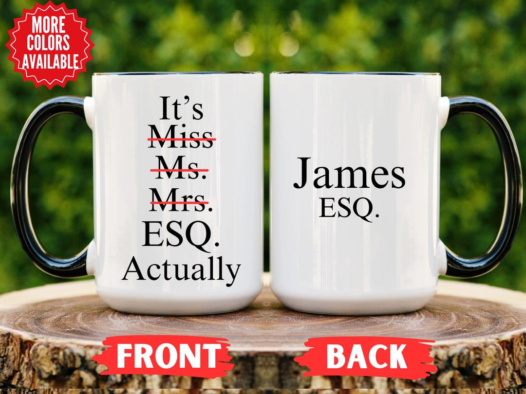 Lawyer Gifts Insulated Coffee Mug - "It's Miss Mrs Ms Esq Actually", 14 Oz, Rose Gold