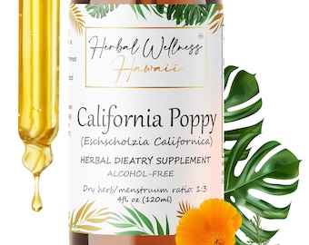 Extracto de amapola de California: tintura herbal sin alcohol para una rutina nocturna relajante.