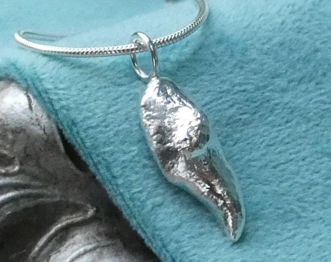 Molten Silver Necklace, Handcrafted Organic Shape Freeform Pendant, Small Minimalist Solid Sterling Silver Modern Contemporary Jewellery, UK