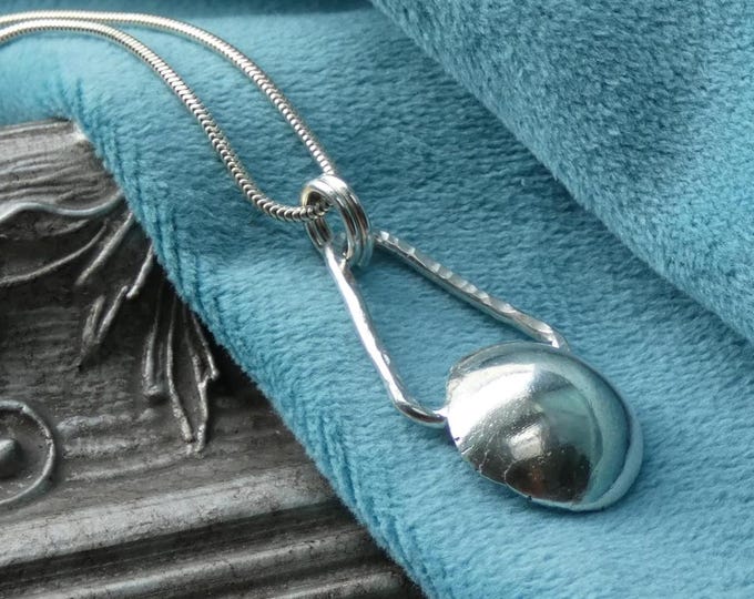 Rustic Solid Silver Necklace, Handcrafted Hammered Sterling Silver Pendant Necklace, Organic Artisan-made Disc Pendant, Statement Jewellery